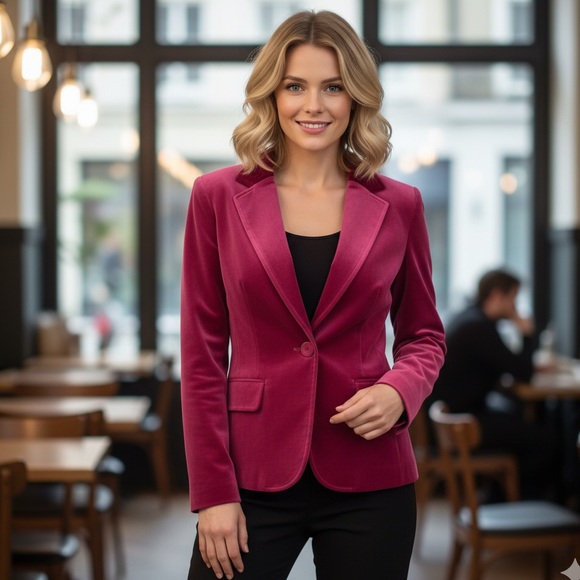 Ann Taylor Jackets & Blazers - Ann Taylor Petites Fuschia Pink Lined Velvet Jacket 2004, Womens size 4P petite